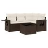 Vidaxl 5-Cz. Gartenmöbel-Set mit Kissen, Braun, Polyrattan