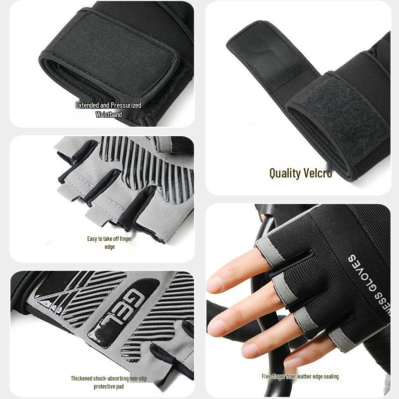 Summer Breathable Non-Slip Half-Finger Weightlifting Gloves with Extended Wrist Support