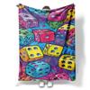 Bunte Würfel-Print Flanell-Kuscheldecke – Lustiges Geschenk für Gamer für Home Office Sofa Auto Nickerchen