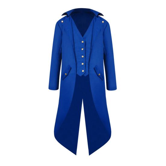 Yousheng Men Tailcoat Lapel Long Sleeve Pockets Mid-length Suit Coat Solid Color Fake Two Pieces Mid-Century Retro Style Tuxedo Coat