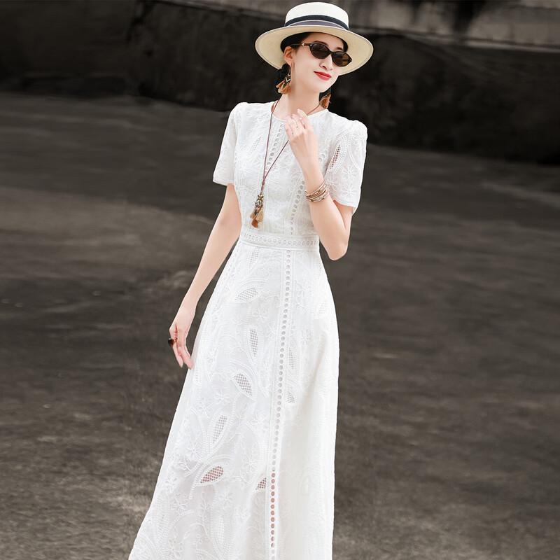 Elegant French Embroidered A-Line Dress