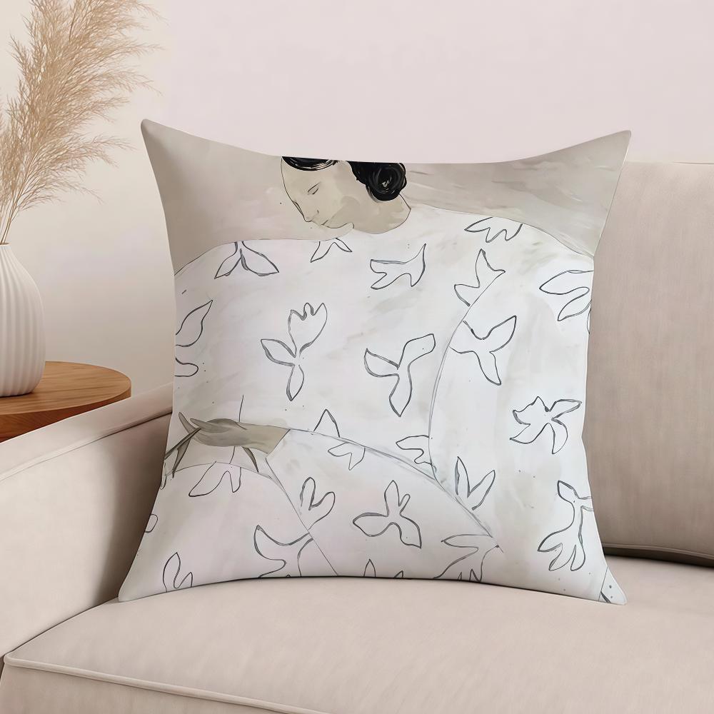 

Scandinavian Art Geometric Abstract Line Girl Pillow Case Office Cushions Suitable For Sofa Car Bedroom Decorative Cushion Cover 12x12Inch