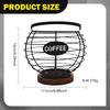 Coffee Capsule Holder, Basket, Iron Wire, Wooden Base, Fruit Storage