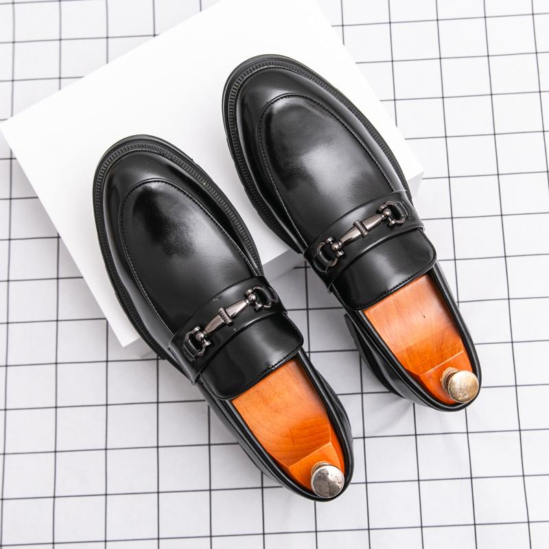 Fashion Autumn Winter Texture Simple Men Comfortable Non-slip Men's Metal Buckle Design Vintage Advanced Leisure Business Loafer Shoes