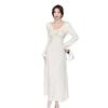 Pink Ruffle Leaf Edge Strap Dress for Women's Autumn and Winter New Pure Desire Style Spice Girl Waist and Thin Dress