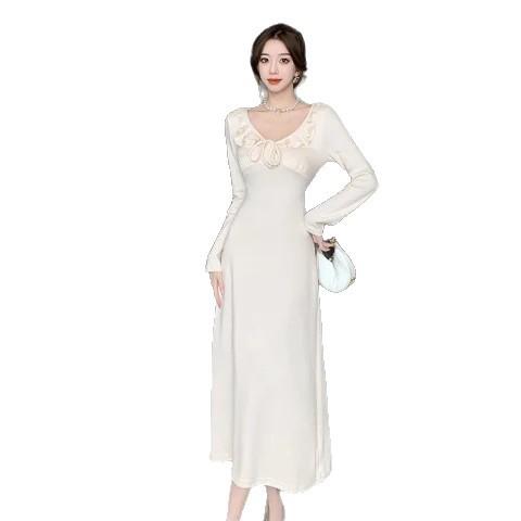 Pink Ruffle Leaf Edge Strap Dress for Women's Autumn and Winter New Pure Desire Style Spice Girl Waist and Thin Dress