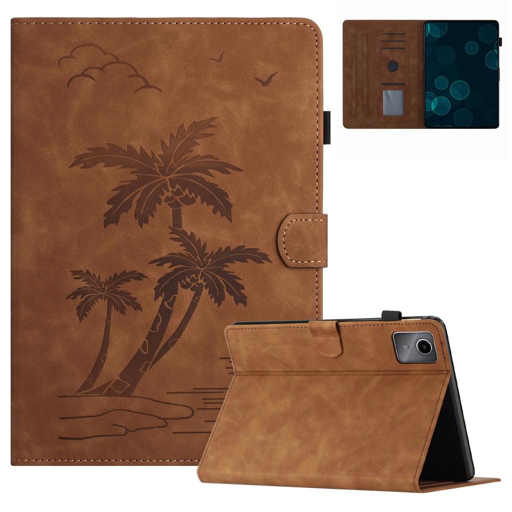 For Lenovo Tab M11/Xiaoxin Pad 11 2024 TB-331FC Tablet Case Coconut Tree Imprinted Card Holder Leather Cover