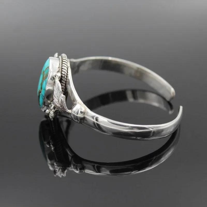 Antique Zinc Alloy Color Flowers Blue Natural Stone Bracelet for Women Simple Luxury Bracelets 2023 Bohemian Trendy Woman Zircon