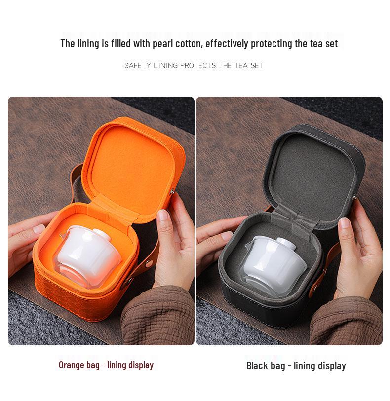 Ice-Glazed Jade Porcelain Gaiwan: Quick-Brew Travel Tea Set for Outdoor Camping and Events