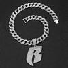 Men's Hip-Hop Punk Style Diamond Letter B Pendant with 15mm Cuban Chain Necklace