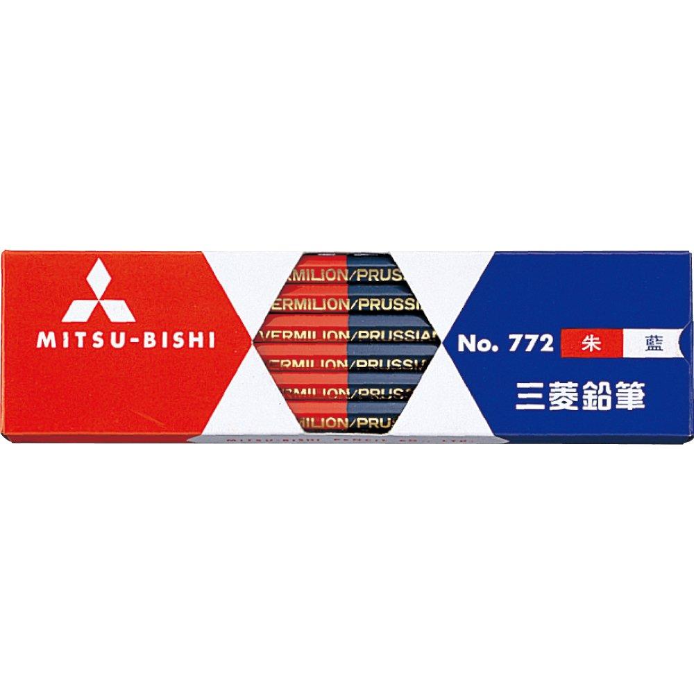 Mitsubishi Pencil Цветные карандаши Киноварь Синий Шестигранные 1 K772 Нет. 772, 55, Вал, Дюжина,