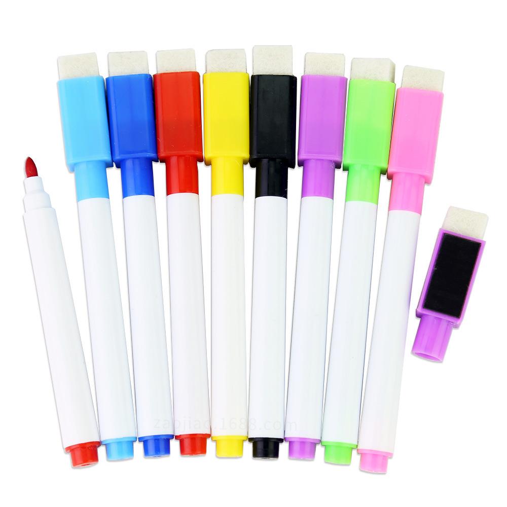 8 Colors Mini Whiteboard Markers With Eraser Cap Magnetic Non Magnetic Dry Erase Pens For Kids School Office Home