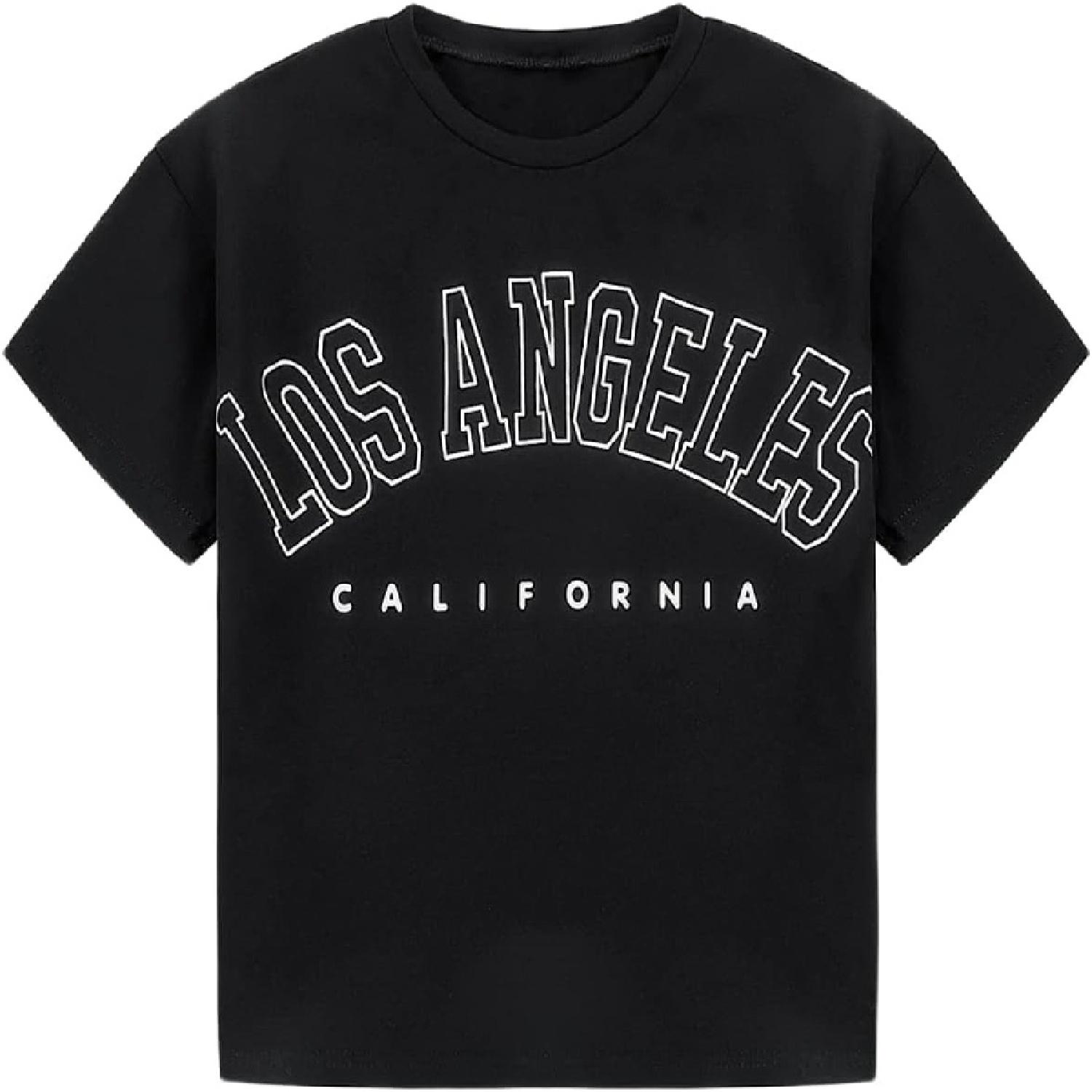 

Mebius Girls Toddler Graphic Tees T Shirts Letter Print Summer Casual Short Sleeve Crewneck Preppy Cute Top 3T-12Y XXXXXL різнокольоровий