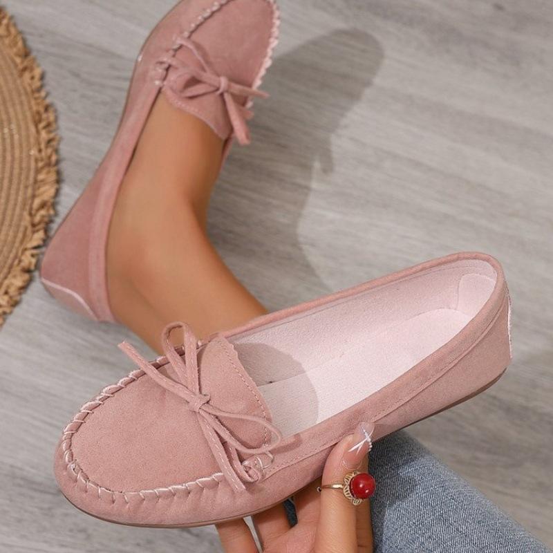 2025 European New Outer Wear Shallow Bow Casual Shoes 35-43 Foreign Trade Large Size Women's Shoes