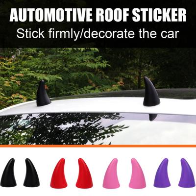 1 par de pegatinas de cuerno de diablo para coche, decoración de techo automotriz 3D, protector de parachoques delantero y trasero, anticolisión, impermeable, a prueba de sol, universal para vehículo