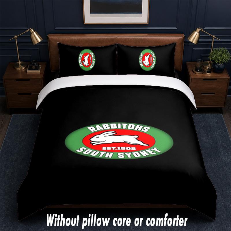 South Sydney Rabbitohs Design Set Biancheria da Letto 1 Copripiumino + 2 Federe Morbido Traspirante Biancheria da Letto per la Casa