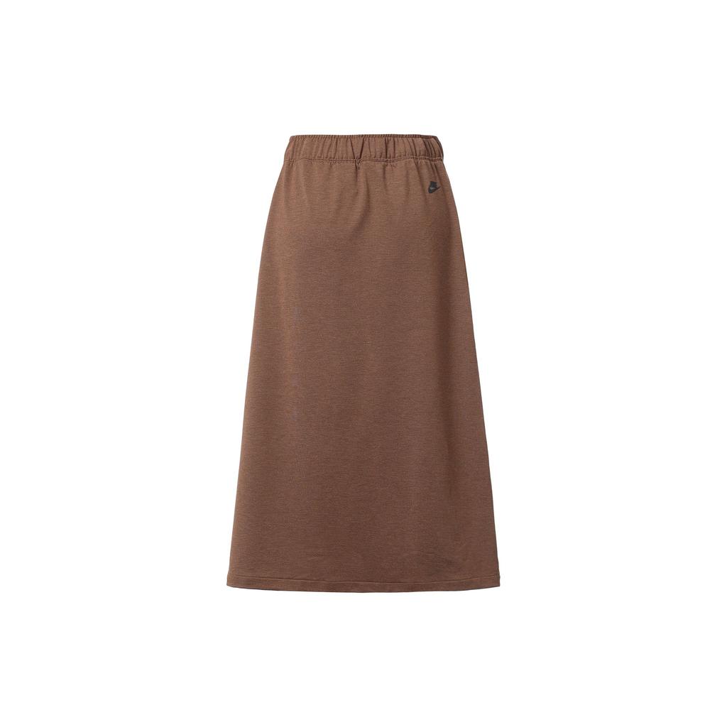 Nike Solid Color High Waist Midi A-Line Skirt Women Skirts Brown DM6169-215