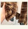 2025 Autumn Plus Size Retro Plaid Long Sleeve Loose Shirt Cardigan