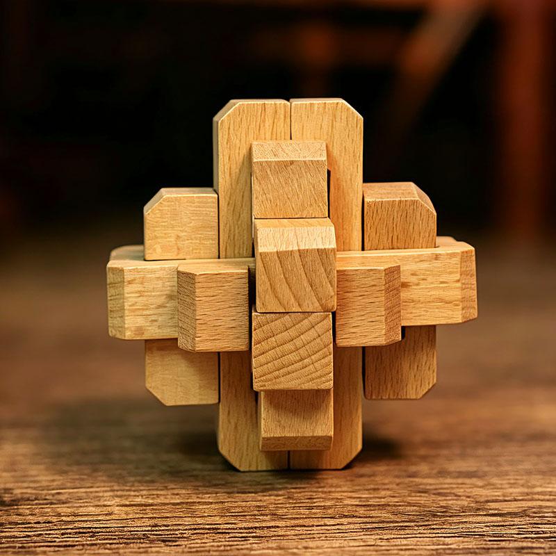 LuBan Lock HuiShou Wooden Puzzles Brain Teasers Mortise and Tenon Construction IQ Test Disentanglement Toys Educational Gifts