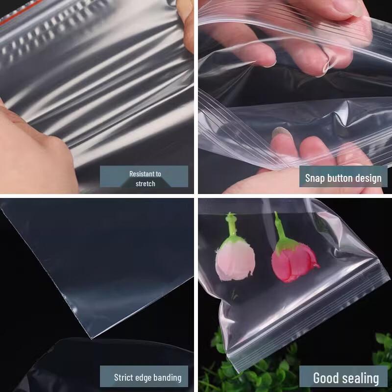 Red Edge Self-Sealing Plastic Bags