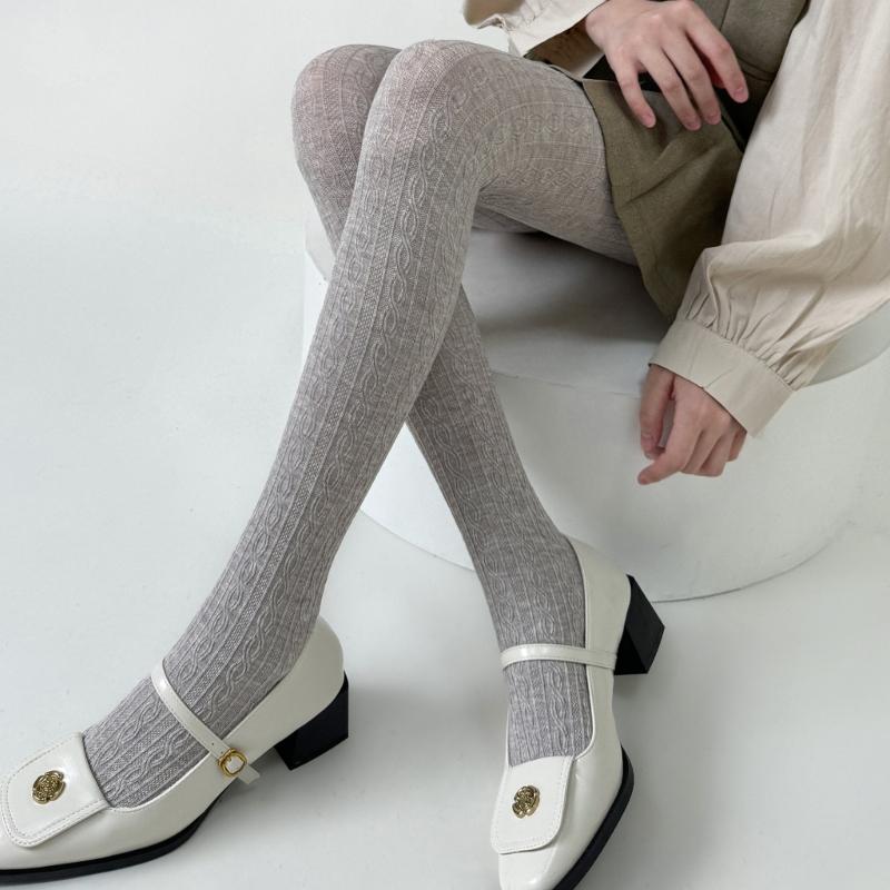 Women Vintage Twist Striped Pattern Jacquard Tights Winter Fall Opaque Pantyhose Stockings Slimming Leggings Hosiery
