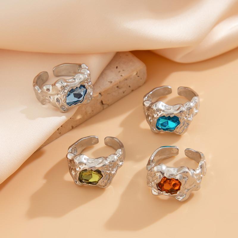 Fashion Folded Lava Metal Zircon Rings Set for Men Women Vintage Adjustable Opening Rings New Trend Classic Jewelry Unique Gifts