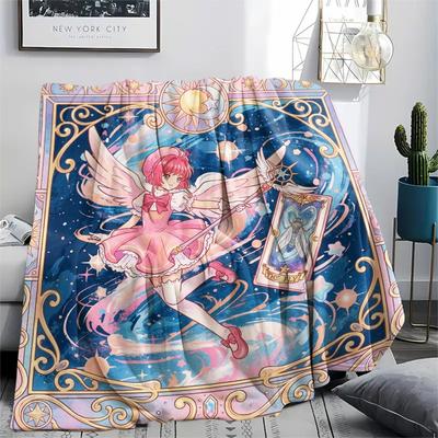 Cardcaptor Sakura Cozy Flannel Blanket Comfortable Warm Print for Travel Picnic Home Bedroom Sofa Bed.-TING