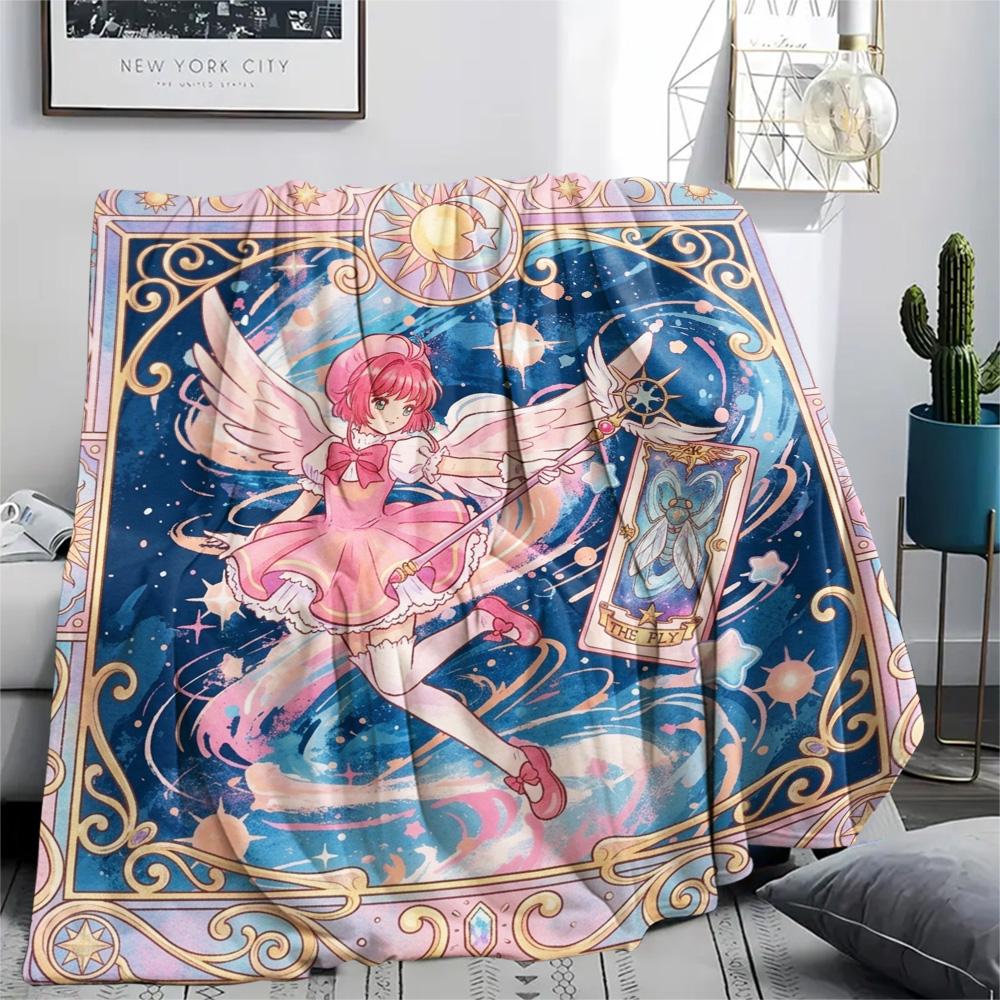 Cardcaptor Sakura Cozy Flannel Blanket Comfortable Warm Print for Travel Picnic Home Bedroom Sofa Bed.-TING