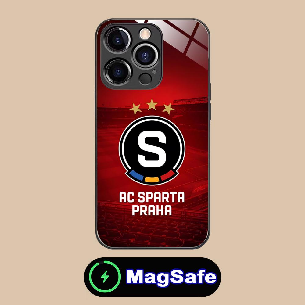 

FC Sparta Praha Mobile Phone Case for iPhone 16 15 14 13 12 11 Pro Max Plus Mini MagSafe Glass Colour Protective Cover Luxury iPhone 11 Pro Max