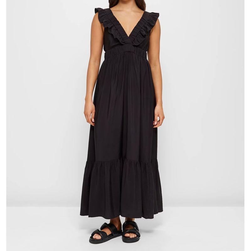 Export Single Street Cool Ruffles Special-Interest Design Hepburn Lazy Dress Elastic Waist Expansion Skirt for Vacation Dress