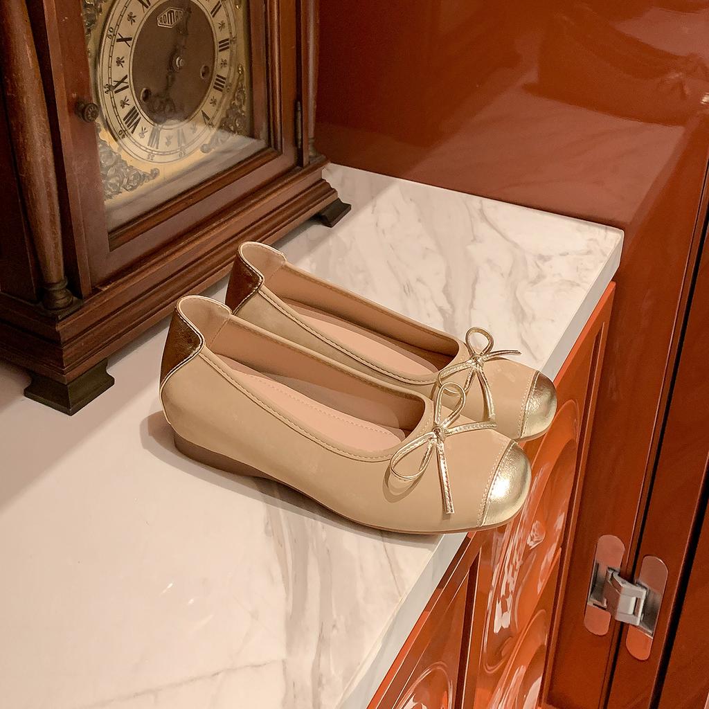 Xiaoxiangfeng French Temperament Ballet Single Shoes New Versatile Soft Sole Not Tired Foot Bow Mary Jane Women's Shoes
