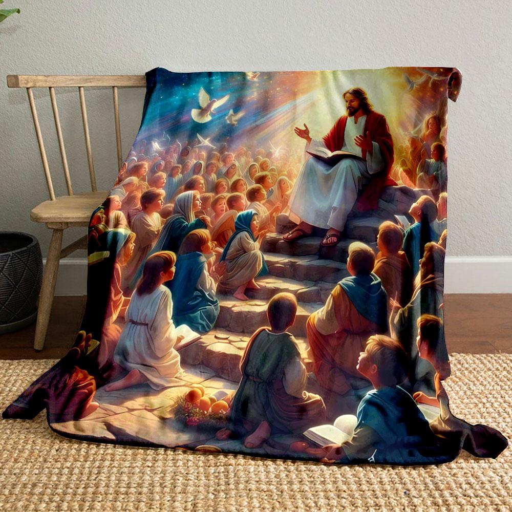 

Jesus Teaching Crowd Blanket Printed Blanket for Living Room Bed Couch lunch break Soft Cozy Blanket for Friend s festival Gift 80cm x 120cm