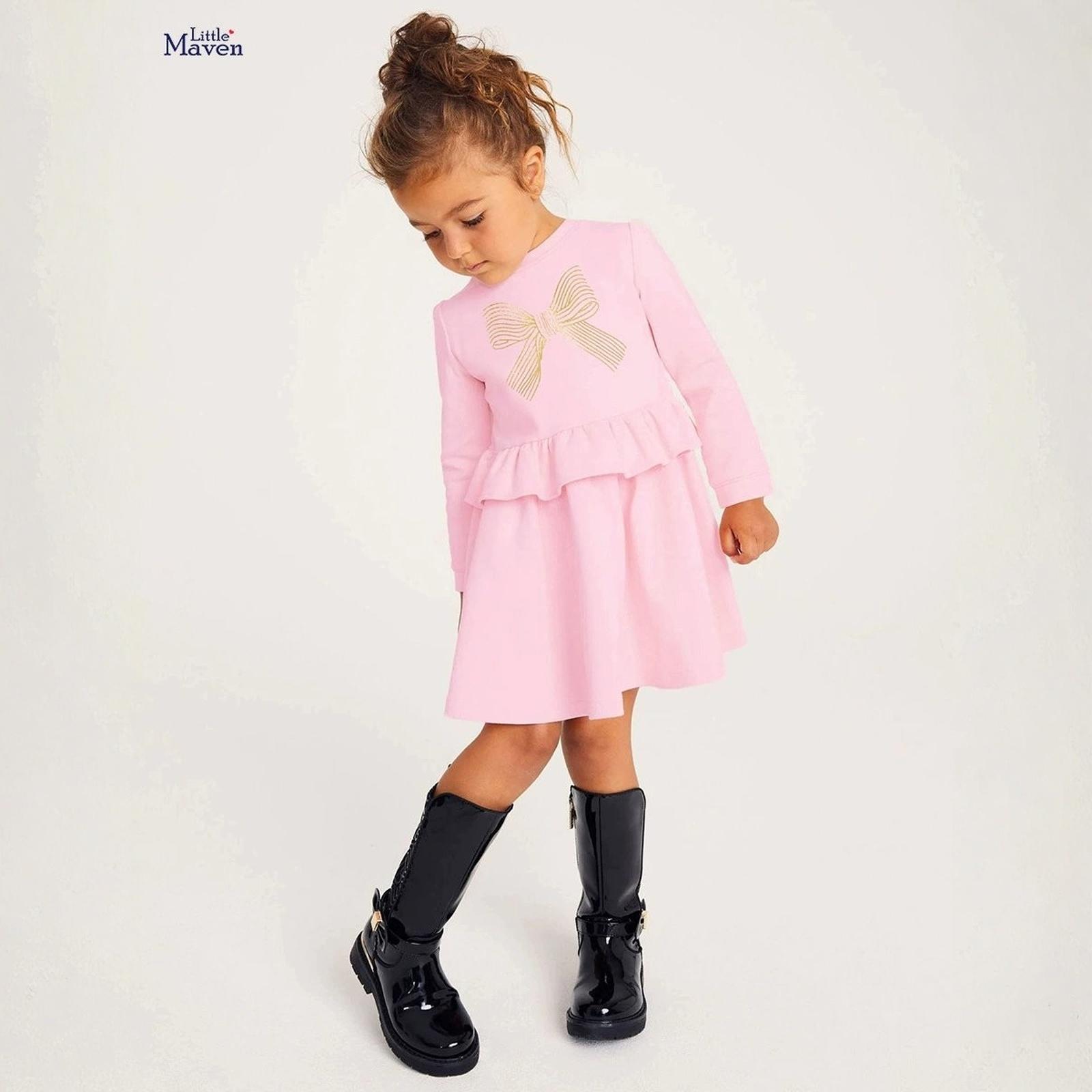 

Girls Long Sleeve Children s Princess Dress Kids Gown 90 рожевий