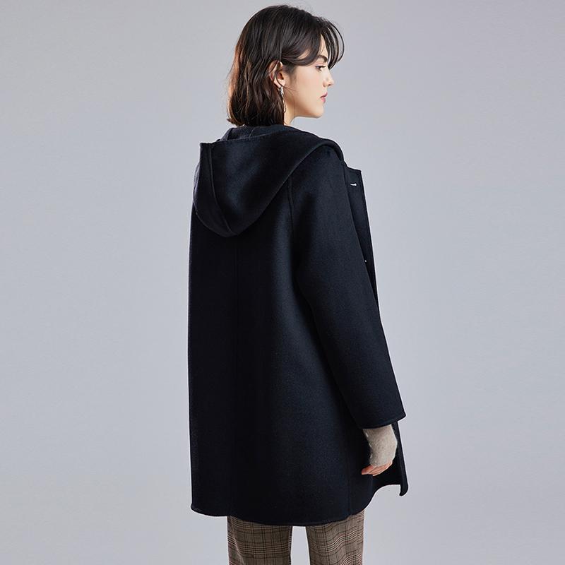 100 % Wolle Damen Wollmantel MODERN NEW SAGA Winter Warmer Wollmantel mit Kapuze Herbst Lässiger Wollmantel