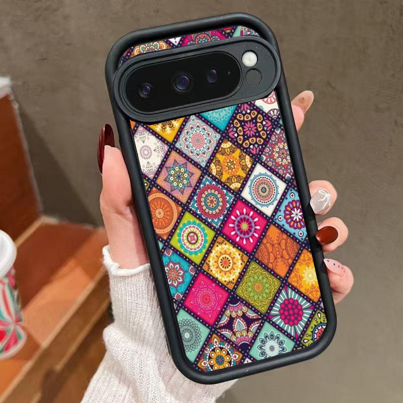 Blommigt Totem Pixel 8/8A/9Pro Stöttåligt Mjukt Skal