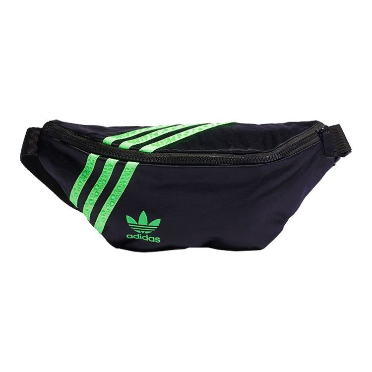 Adidas Originals Bright Color Three Stripes Buckle Versatile Nylon Waist Bag Unisex Waist Bag Black GU4316 Black