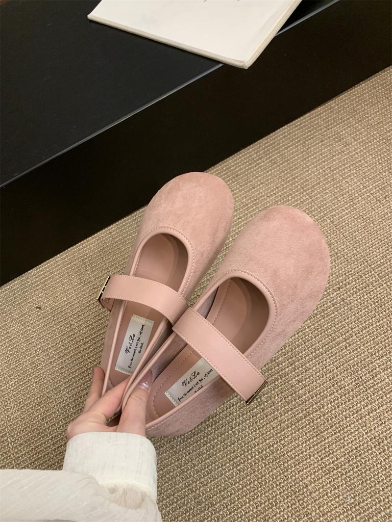 Suede Red Light Mouth Single Shoes Female Spring and Autumn New Retro Gentle Fairy Style Casual Soft Flat Mary Jane Shoes