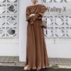 Elegant Retro Solid Color Swing Kaftan Dress