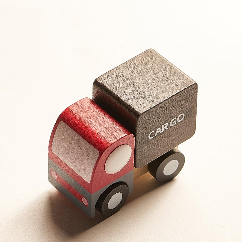Kids Mini Wooden Cars Truck Aircraft Model Toy Montessori Wooden Education Colorful Vehicle Toys Simulation Cars Decoration Gift