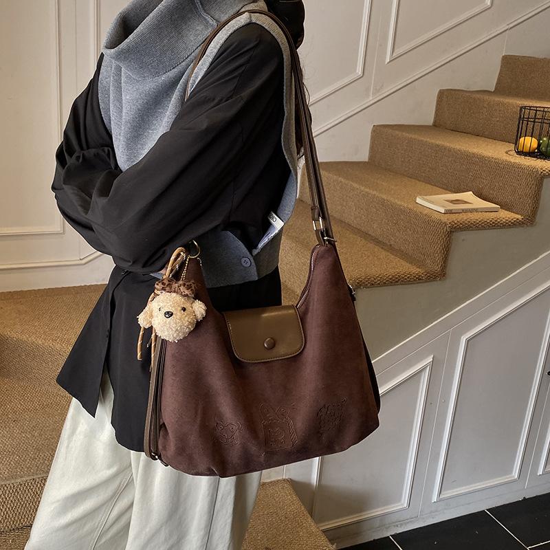 Casual retro suede women's backpack 2025 new commuter versatile back bag multi-purpose shoulder tote bag