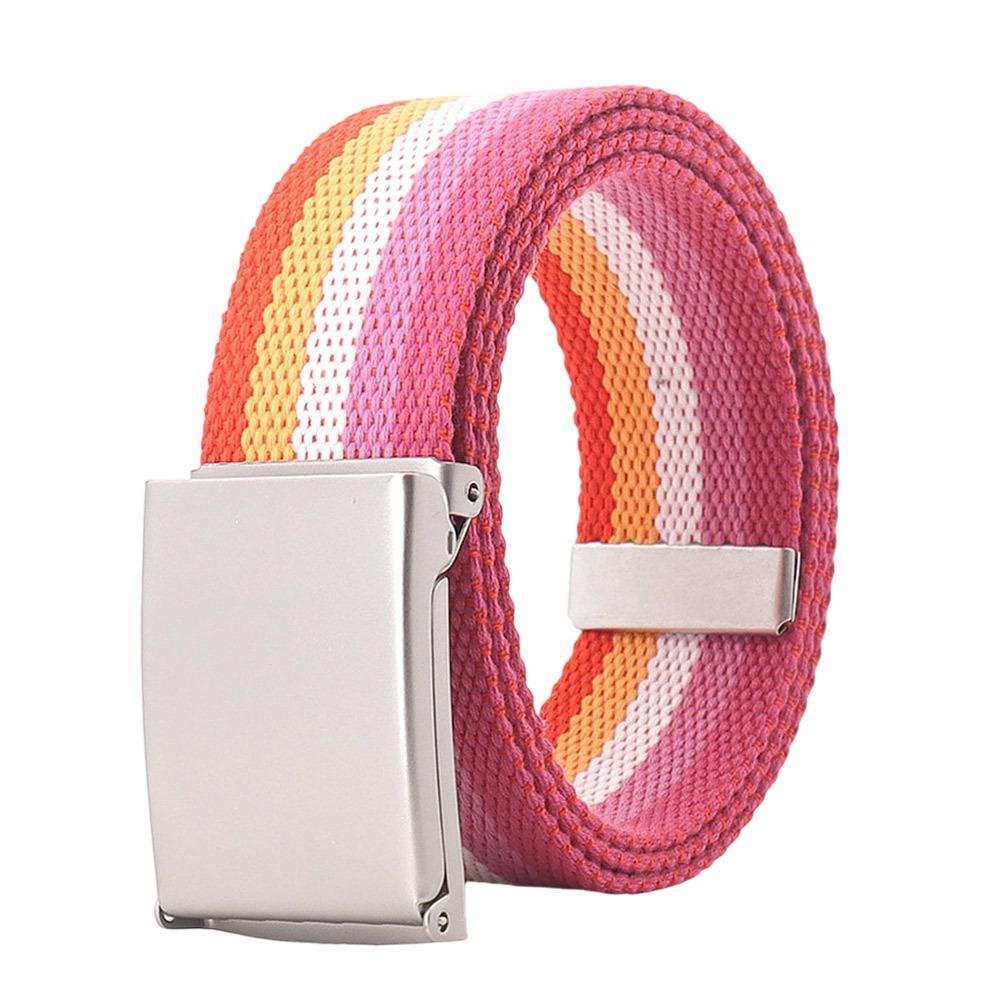 120cm Metel Buckle Belt Colorful Waistband Fashion Canvas Belt  Unisex