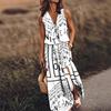 New Women'S Clothing Daily Temperament Elegant Casual Pure Desire Sexy Printed Jumpsuit Long Skirt Light Dress High-End Party Dress