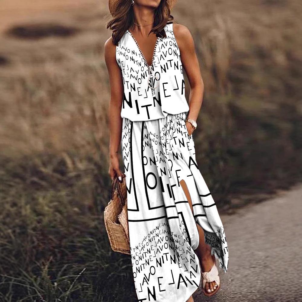 New Women'S Clothing Daily Temperament Elegant Casual Pure Desire Sexy Printed Jumpsuit Long Skirt Light Dress High-End Party Dress