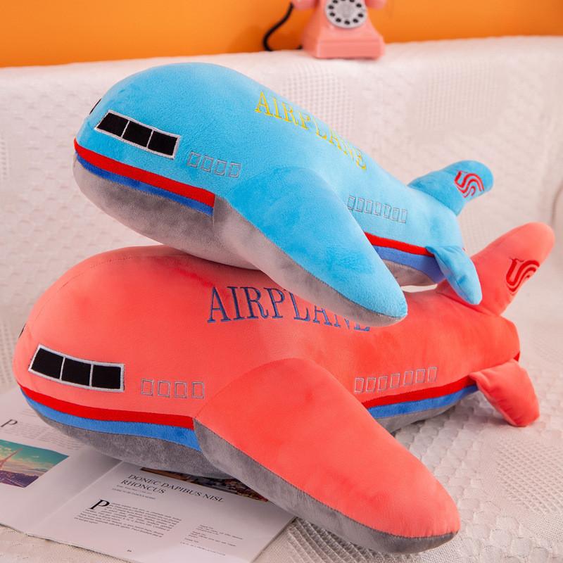 Plush Airplane Toy Soft Crystal Fabric Stuffed Toy Cartoon Airplane Pillow