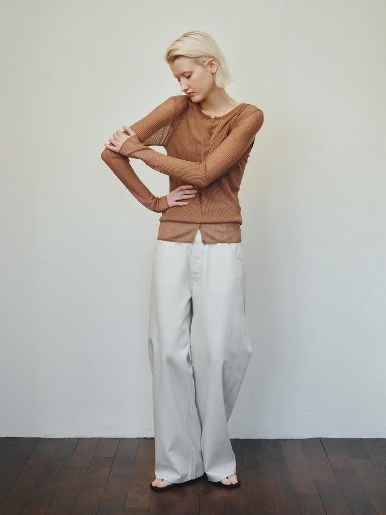 Reply Ribbed Layered Cardigan Set_Brown