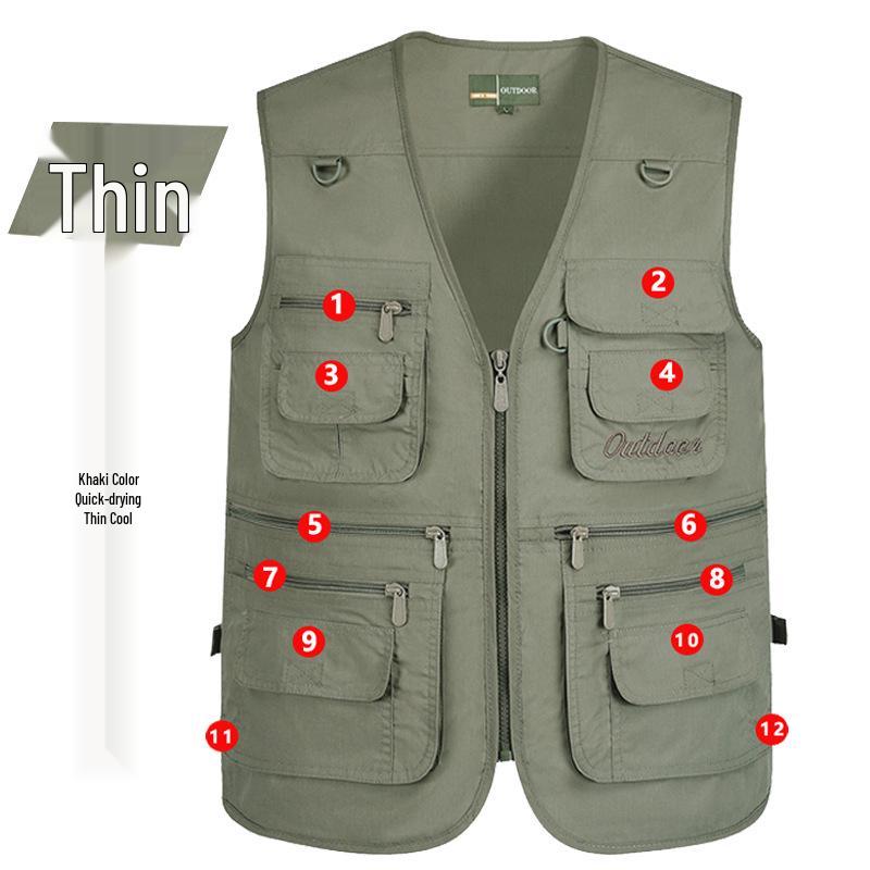 Men's 7XL Quick-Dry Mesh Vest With Multi-Pockets - Breathable Summer Wear