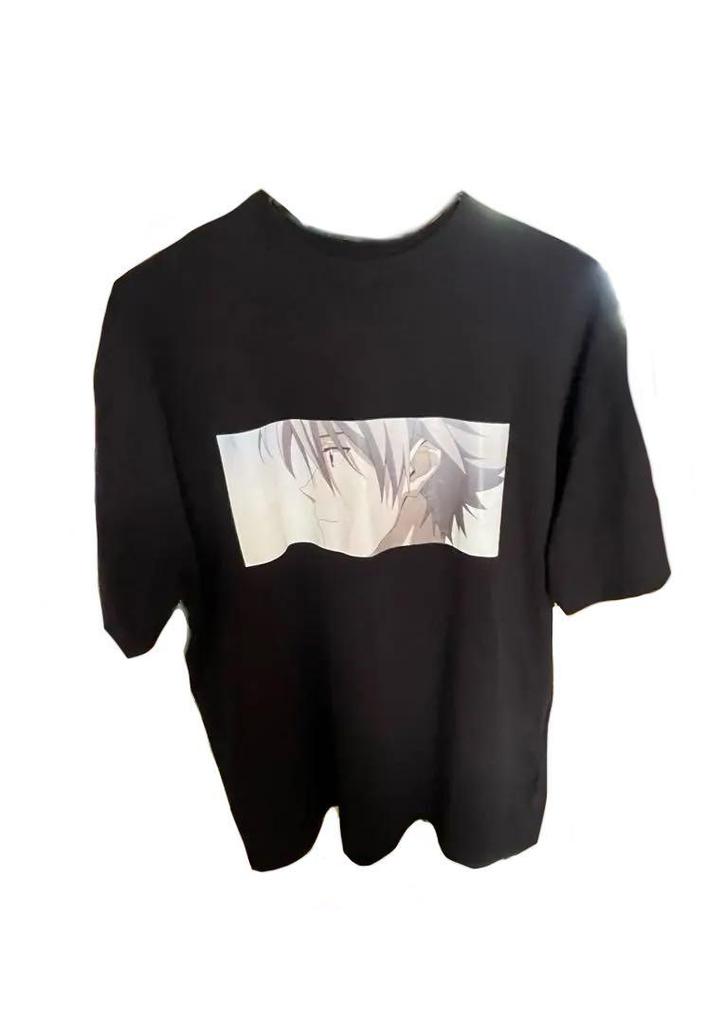 [USED] Evangelion Anime Print T-shirt, Short Sleeve, Black, Jouetie