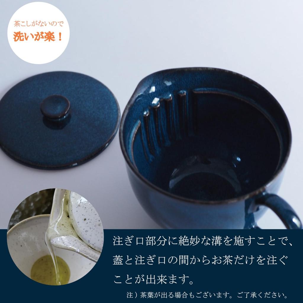 Mino Ware Easy-to-Clean Shibori Teapot, Approx. 300ml, Blue, Made In Japan, 7128-4120