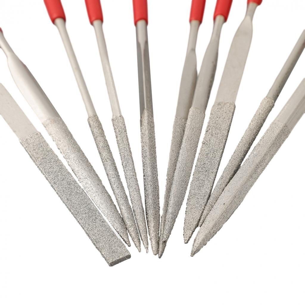 10 Pcs/Set Needle Files 3*140mm Electroplated Diamond For Grinding