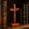 Wooden Decoration Solid Wood Stand Tabletop Ornament, Standing Christian Gifts, Freestanding Block Religious Faith Decor for Home Prayer Room Desktop